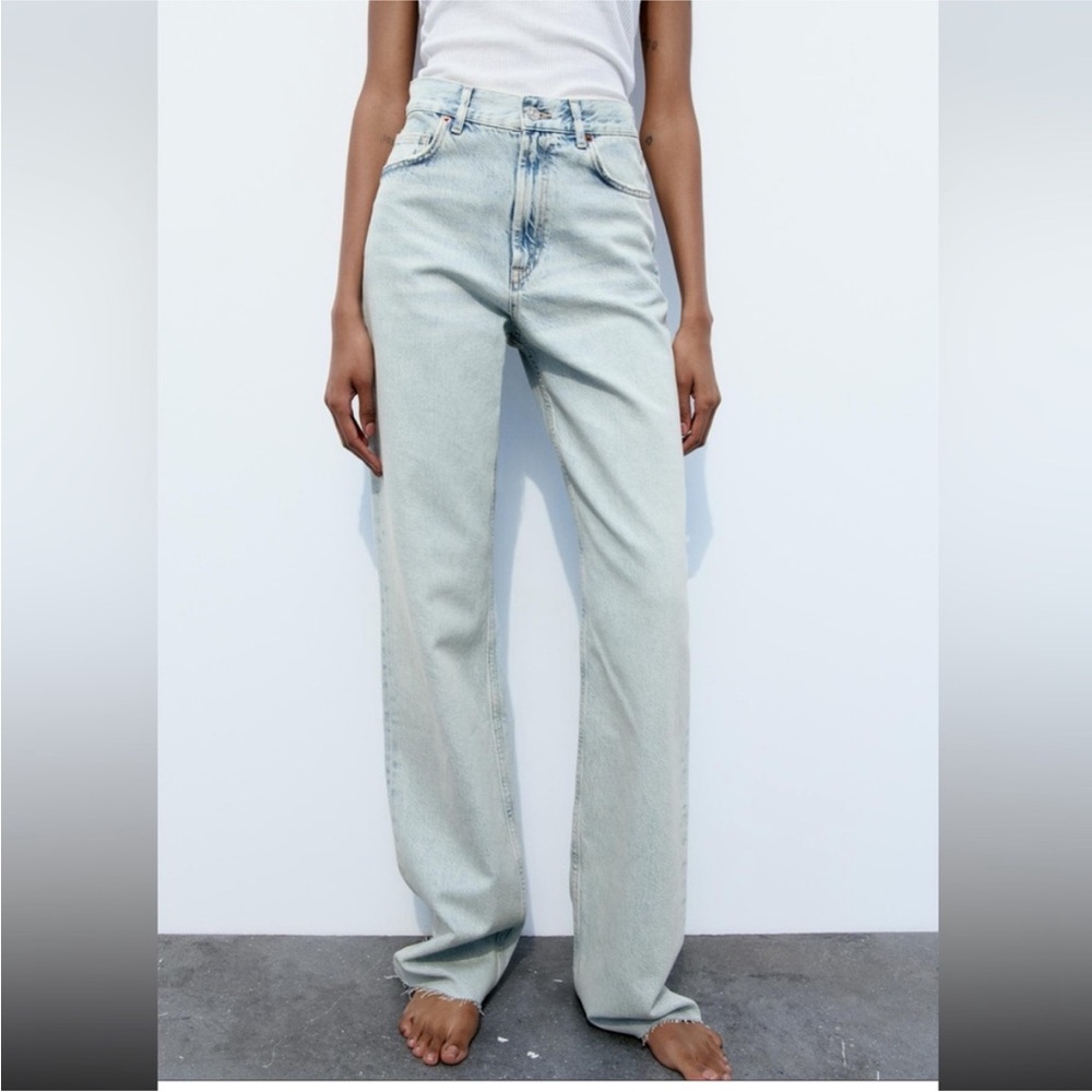 Zara High Rise Light Blue Jeans
